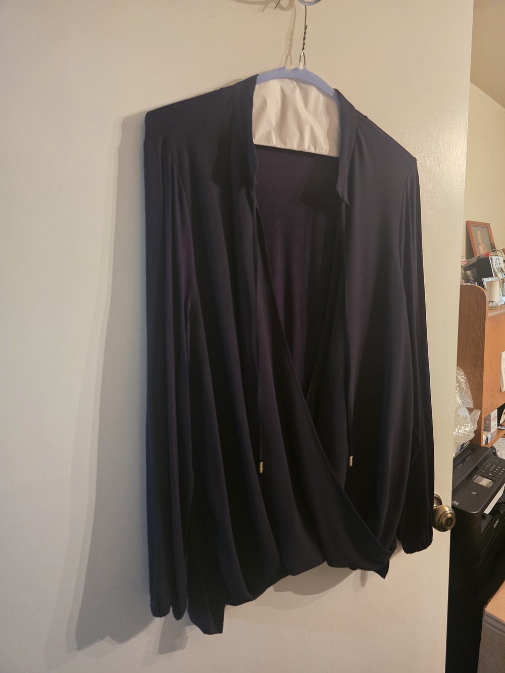Draped Open Front Women's Jacket - Navy